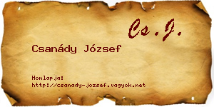 Csanády József névjegykártya